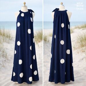 ✨ Mud Pie Navy Polka Dot Maxi Dress – New With Tags Small/Medium